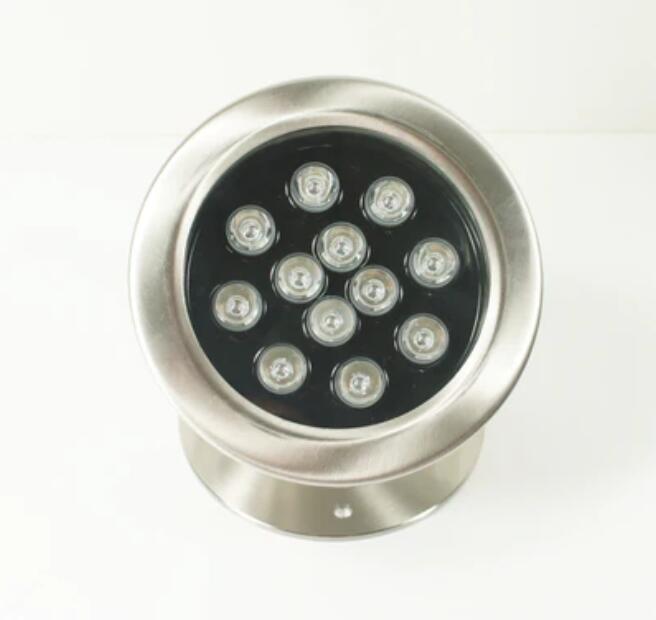 (image for) 4 Pack 12W LED Under Water Light, Stainless Steel Housing, 168mm in Diameter, Single Color DC24V, IP68 Waterproof Fountain Light